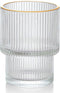 Geribbelde Drinkglas- koffie glas - Goude rand – 185 ml – Set van 6 - cocktailglazen - ijskoffieglazen - drinkglazen