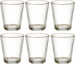 Geribbelde Drinkglas Met Gouden Randen - Ripple Glas – 30 cl– Set van 6