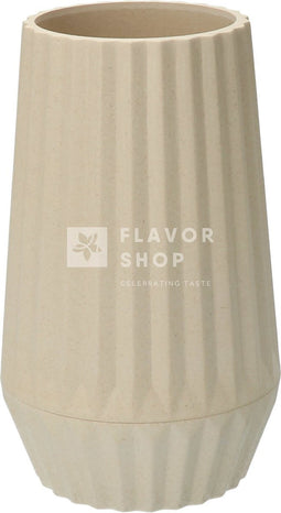 Geribbelde vaas uit bamboevezel - Gebroken Wit