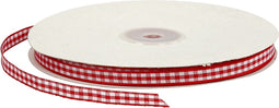 Geruit lint, b: 6 mm, 50 m, rood/wit
