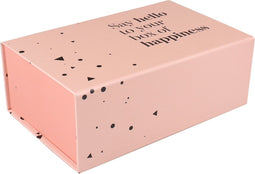 Geschenkdoos - Hello Happiness - karton - 190x120x70mm - opvouwbaar - oudroze - 10 stuks