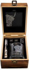 Geschenkset Hooglander met Gegraveerd Whiskyglas Whiskystenen en Onderzetter - Just Slate Company Scotland