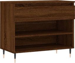 vidaXL - Schoenenkast - 70x36x60 - cm - bewerkt - hout - bruin - eikenkleur