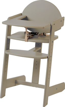 Geuther Filou Houten Kinderstoel, Kinderzetel - Baby Eetstoel voor aan Tafel - Kinderstoeltje voor peuter - 3-punts gordels - Hoge babystoel - Taupe