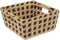 Gevlochten rieten opbergmand vierkant beige/zwart 31 x 31 x 15 cm - Kast-/badkamer mandjes verschillende formaten