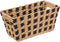 Gevlochten rieten opbergmand vierkant beige/zwart 31 x 31 x 15 cm - Kast-/badkamer mandjes verschillende formaten