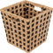 Gevlochten rieten opbergmand vierkant beige/zwart 31 x 31 x 15 cm - Kast-/badkamer mandjes verschillende formaten