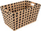 Gevlochten rieten opbergmand vierkant beige/zwart 31 x 31 x 15 cm - Kast-/badkamer mandjes verschillende formaten