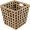 Gevlochten rieten opbergmand - vierkant - beige/zwart 31x31x31 cm - Kast-/badkamer mandjes