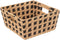 Gevlochten rieten opbergmand - vierkant - beige/zwart 31x31x31 cm - Kast-/badkamer mandjes