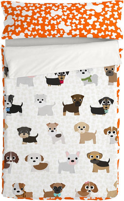 Gewatteerd beddengoed met ritssluiting HappyFriday Mr Fox Dogs Multicolour 90 x 200 cm