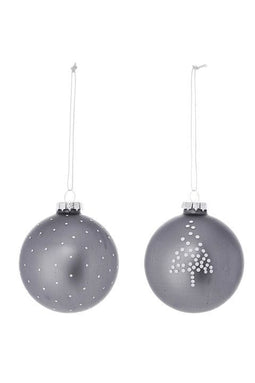 Bloomingville - Kersthanger - Set van 2 - Mat grijs (Ø6cm) (2 stuks)