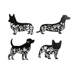 Wanddecoratie Home ESPRIT Zwart Hond 40 x 1 x 33 cm (4 Stuks)