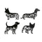Wanddecoratie Home ESPRIT Zwart Hond 40 x 1 x 33 cm (4 Stuks)