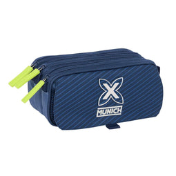 Pennenetui met 3 vakken Munich Blue indigo Blauw 21,5 x 10 x 8 cm