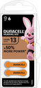 Duracell Hearing Aid DA 13 - Knoopcelbatterijen - 4 jaar opslag - (6 stuks)