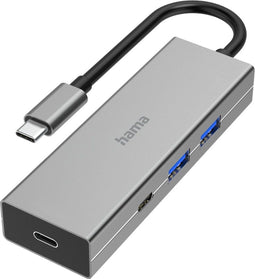 Hama 00200136 - USB-C-hub met 4 aansluitingen - 5 Gbps - Grijs