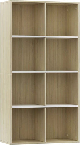 vidaXL - Boekenkast/dressoir - 66x30x130 - cm - hout - wit - en - sonoma - eikenkleur