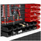 tectake werkplaats gereedschapswand - 28 opbergbakken - 96x17x54 cm - Zwart/Rood