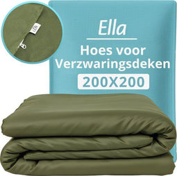 Ella Hoes - Verzwaringsdeken 200 x 200 cm - 100% Biologisch Katoen - Olijf Groen