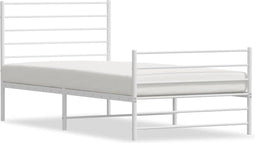 vidaXL - Bedframe - met - hoofd- - en - voeteneinde - metaal - wit - 100x200 - cm