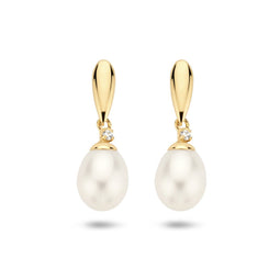 Marie Celeste - Oorhangers - Parel en Zirkonia - Goud - 7,5 mm
