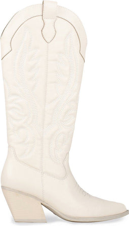 POSH by Poelman JILL - Cowboylaarzen - Ritssluiting 7 cm hak - Gebroken wit