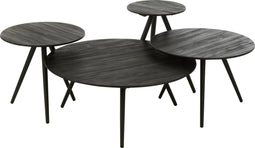 J-Line tafel Rond - gerecycleerd hout - zwart - set van 4