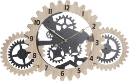 Muurklok DKD Home Decor Natuurlijk Zwart MDF Versnellingen (70 x 4 x 45 cm)