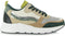 PS Poelman Carocel - Dames Runner Sneakers - Imitatie Leren Suède - Groen Beige Multi - Maat 39