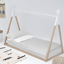 Dekbedovertrek zonder vulling HappyFriday Basic Kids Vichy Grijs 105 x 200 cm
