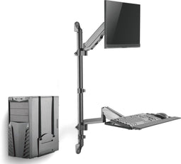Zit Sta Werkplek Wandmontage - Monitorbeugel Toetsenbord Muurbeugel - Ergonomisch Verstelbaar - Zwart