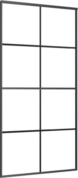vidaXL - Schuifdeur - 102,5x205 - cm - mat - ESG-glas - en - aluminium - zwart