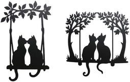 Home ESPRIT - Decoratieve figuren - Zwart Katten Shabby Chic 43 X 1 X 70 CM (2 stuks)