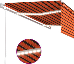 vidaXL - Luifel - automatisch - rolgordijn - LED - windsensor - 5x3 - m - oranje - bruin
