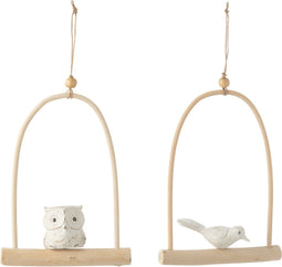 J-Line Hanger Vogel Drijfhout Wit Assortiment Van 2