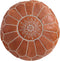 Marokkaanse lederen poef Terra bruin Handmade - Gevuld geleverd