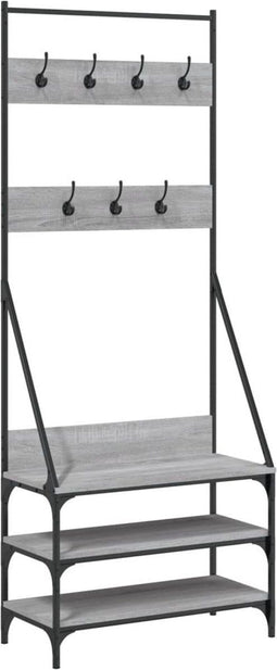 vidaXL - Kledingrek - met - schoenenrek - 72x34x184 - cm - grijs - sonoma - eikenkleur