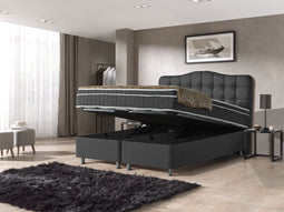 Opberg boxspring Marrakech - 180x200 - Zwart - met gratis topper!