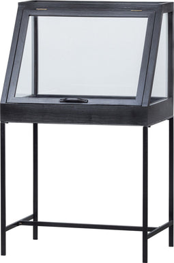 WOOOD Dido Glazen Kastje - Hout - Zwart - 109x65x45