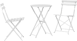 vidaXL - 3-delige - Vouw - Bistro - Set - - - Witte - Staal