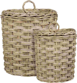 Mica Decorations Mand Marcia - 50x50x48 cm - Rotan - Grijs - Set van 2
