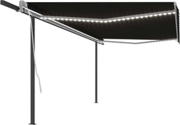 vidaXL - Luifel - automatisch - met - LED - en - windsensor - 5x3 - m - antracietkleurig
