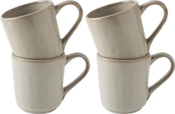 Dutch Rose Organic Mok - Mokken set van 4- Theemok - Koffiemok - Stoneware handgemaakt - Creme 25 cl