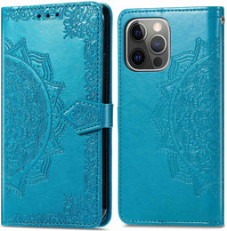 iMoshion Hoesje Geschikt voor iPhone 13 Pro Hoesje Met Pasjeshouder - iMoshion Mandala Bookcase - Turquoise