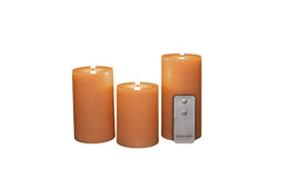 Anna's Collection LED Stompkaarsen met afstandsbediening - 3x - perzik oranje - 10/12.5/15 cm