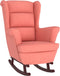 vidaXL - Schommelstoel - met - massief - rubberwood - poten - fluweel - roze