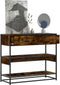 vidaXL - Wandtafel - 90x35x80 - cm - bewerkt - hout - gerookt - eikenkleurig