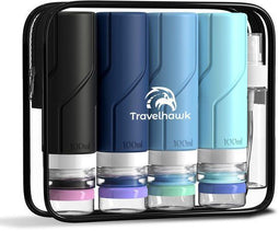 Travelhawk Reisflesjes - 16-delig - Navulbare Siliconen Reisflacons - Lichtblauw Blauw Groen Zwart (16-delig)