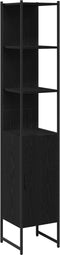 vidaXL - Badkamerkast - Zwart - Eiken - 33x33x185,5 - cm - Engineered - Wood